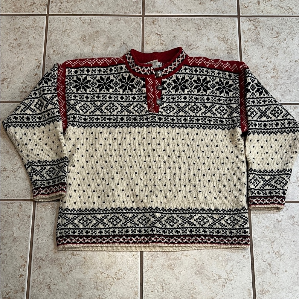 Vintage L.L.Bean Nordic Fair Isle Wool Sweater Women’s Medium USA Winter Ski
